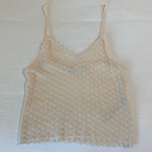 Zara cream pointelle knit cami tank
